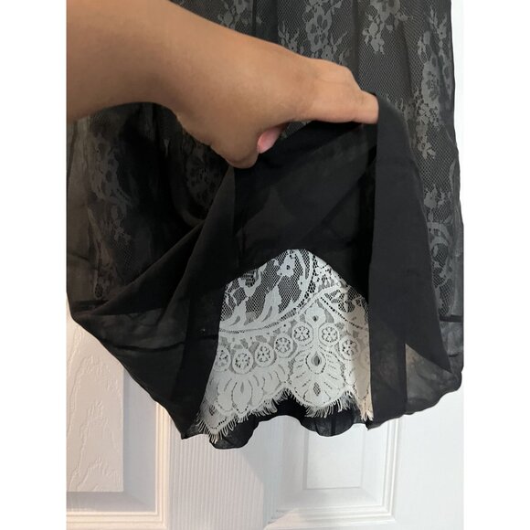 Robert Rodriguez Black Silk White lace Cocktail Mini Designer Dress Size 4 - Picture 5 of 9